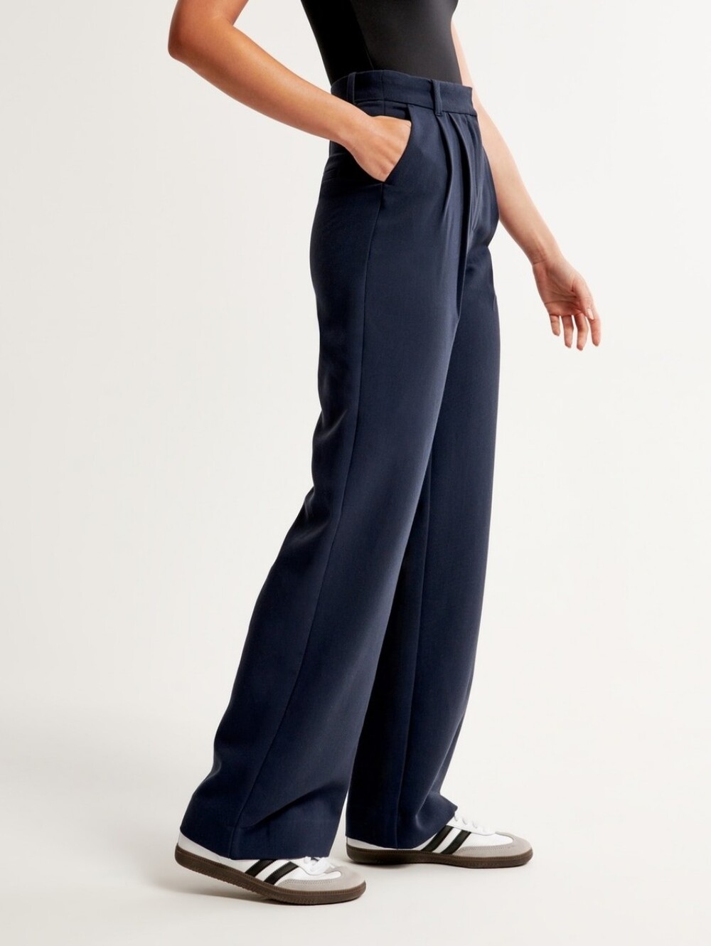 Abercrombie & Fitch Sloane Tailored Wide Leg Pants Trousers Navy Blue 30 / 10